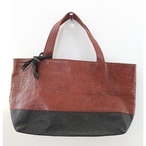 Snakeskin Bag Women Leather Brown Tote Purse Embossed Shopper Travel Exotic Faux